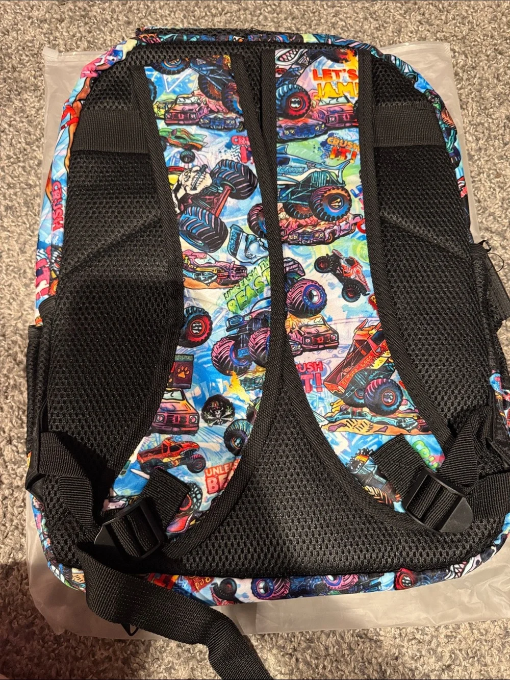 Kids Monster Jam Truck Backpack - Black Multicolor